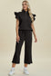 Texture Ruffle Short Sleeve Top and Wide Leg Pants Set - 5 Colors