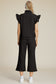 Texture Ruffle Short Sleeve Top and Wide Leg Pants Set - 5 Colors