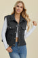 Pocketed Texture Snap Down Vest Coat - 2 Colors