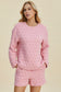 Texture Round Neck Long Sleeve Top and Shorts Set - 3 Colors