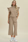 Texture Ruffle Short Sleeve Top and Wide Leg Pants Set - 5 Colors