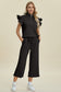 Texture Ruffle Short Sleeve Top and Wide Leg Pants Set - 5 Colors