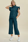 Texture Ruffle Short Sleeve Top and Wide Leg Pants Set - 5 Colors