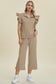 Texture Ruffle Short Sleeve Top and Wide Leg Pants Set - 5 Colors