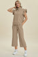 Texture Ruffle Short Sleeve Top and Wide Leg Pants Set - 5 Colors