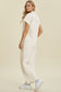 Collared Neck Short Sleeve Top and Pants Set - 2 Colors
