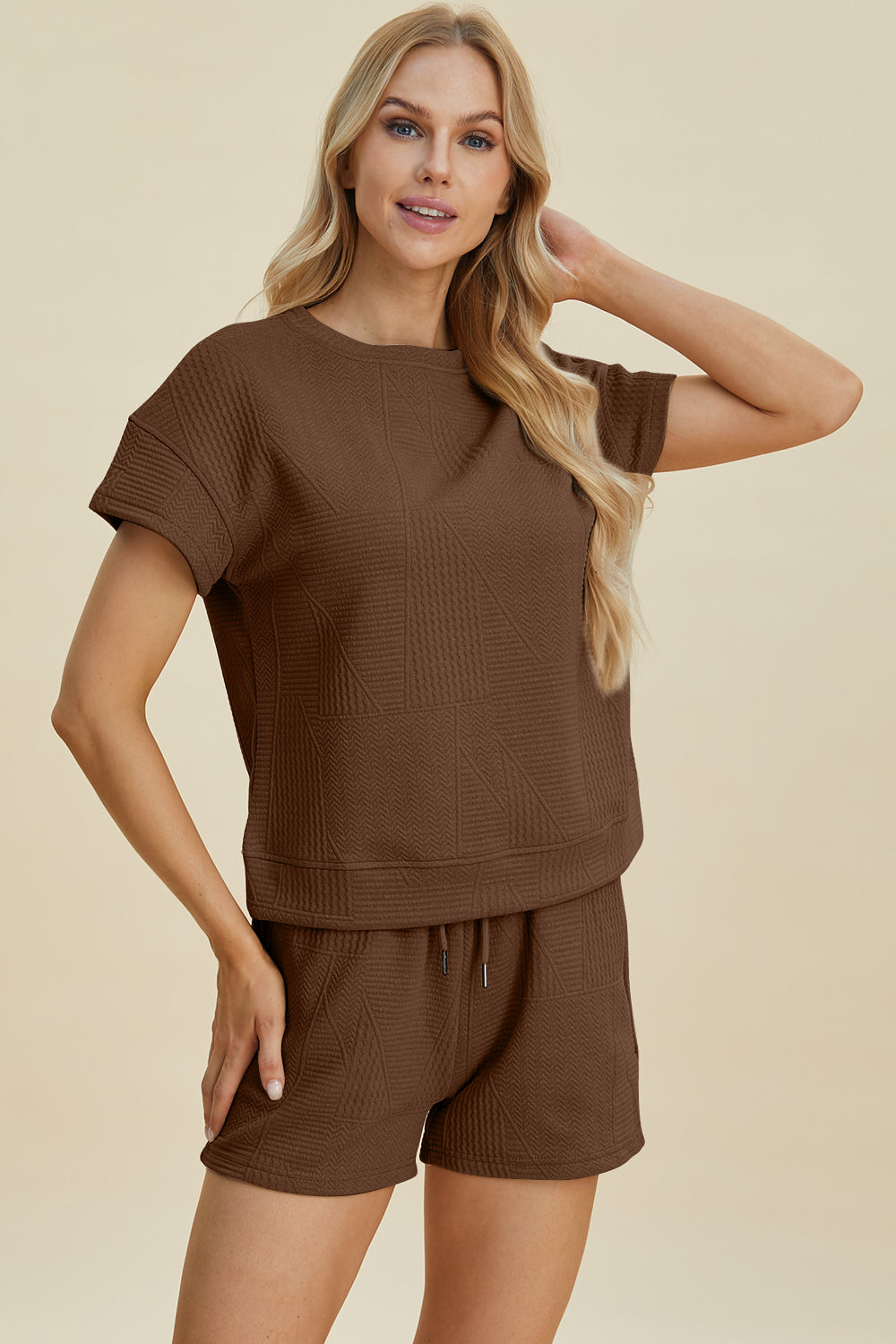 Texture Short Sleeve Top and Shorts Set - 5 Colors