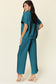 Texture Half Zip Short Sleeve Top and Pants Set - 6 Colors