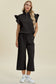 Texture Ruffle Short Sleeve Top and Wide Leg Pants Set - 5 Colors