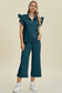 Texture Ruffle Short Sleeve Top and Wide Leg Pants Set - 5 Colors