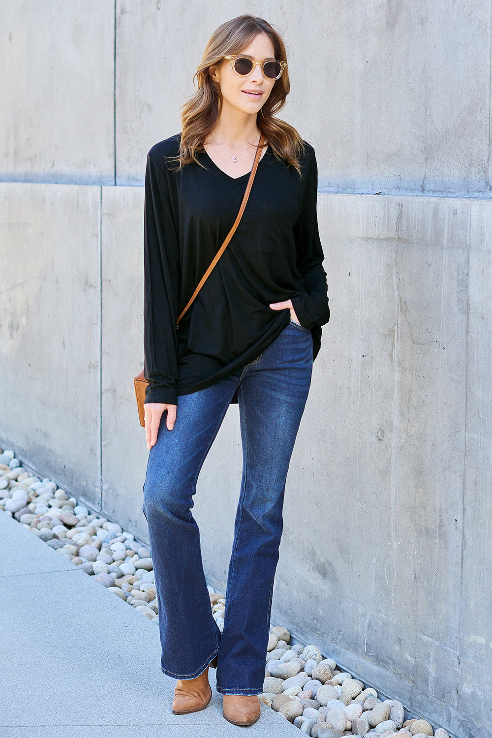 V-Neck Long Sleeve Top - 5 Colors
