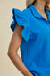 Texture Ruffle Short Sleeve Top and Wide Leg Pants Set - 5 Colors