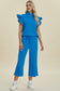 Texture Ruffle Short Sleeve Top and Wide Leg Pants Set - 5 Colors