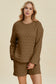 Texture Round Neck Long Sleeve Top and Shorts Set - 3 Colors