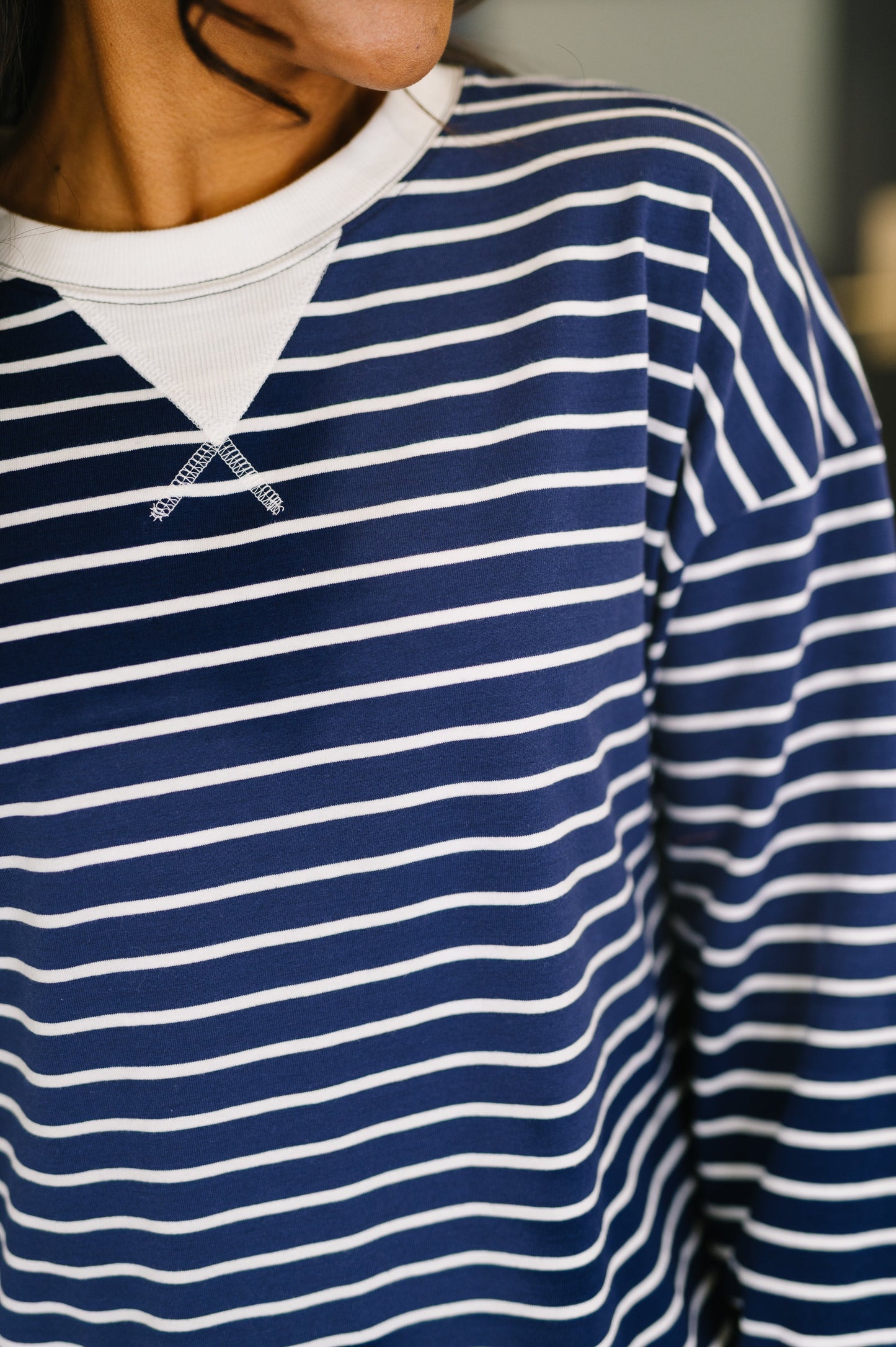 Almost Therapeutic Drop Shoulder Pullover in Navy