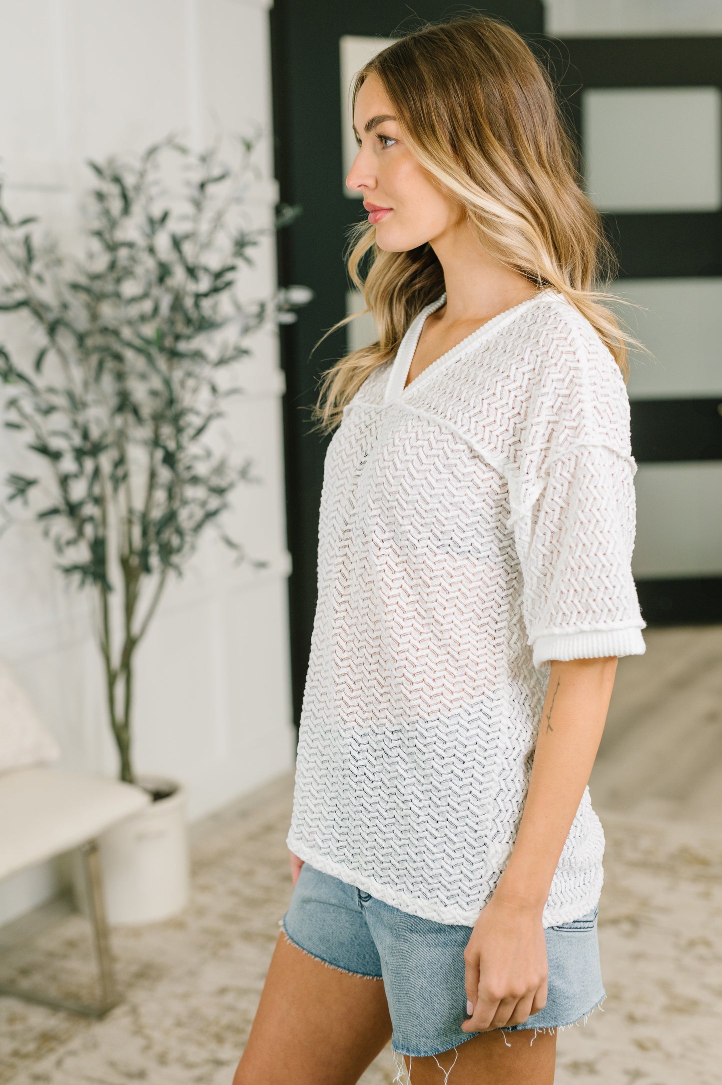 Beginning to Care Textured Oversized Top