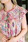 Boho and Behold Flutter Sleeve Dress in Blush/Fuchsia/Mint