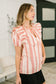 Busy Woman Split Neck Puff Sleeve Blouse