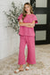 Can't Quit You Cropped Flair Bottoms in Magenta