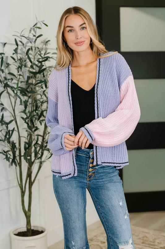 Coffee Date Color Block Cardigan