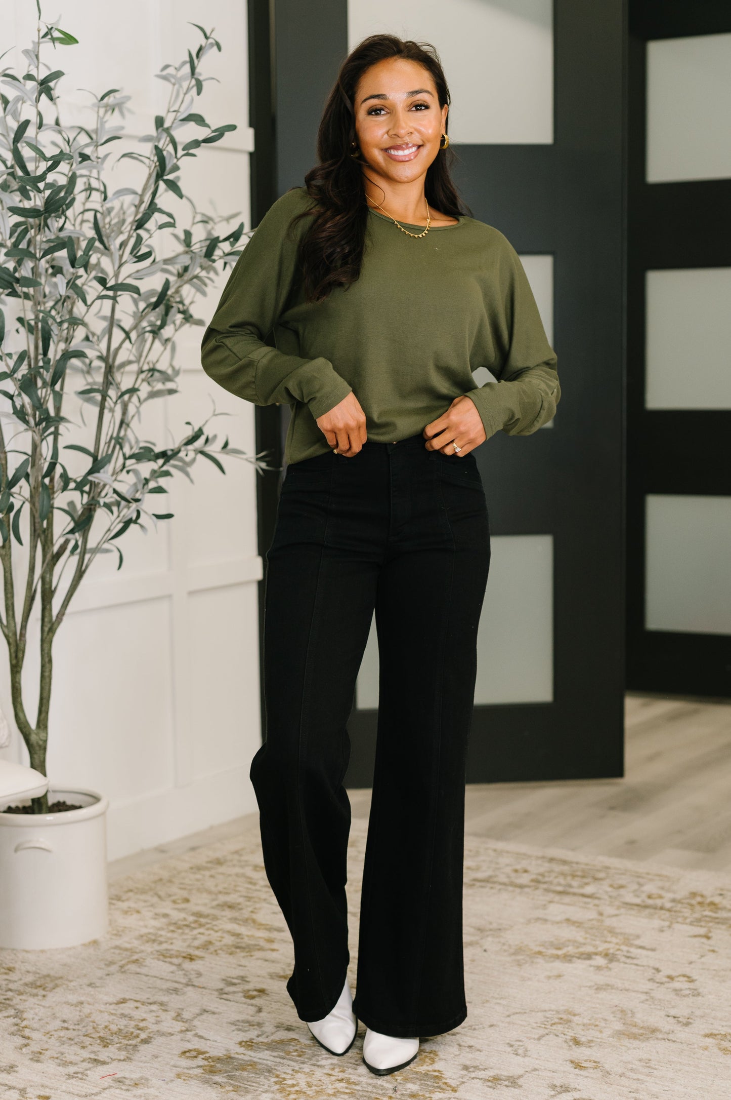 Dinner Plans Dolman Long Sleeve Top