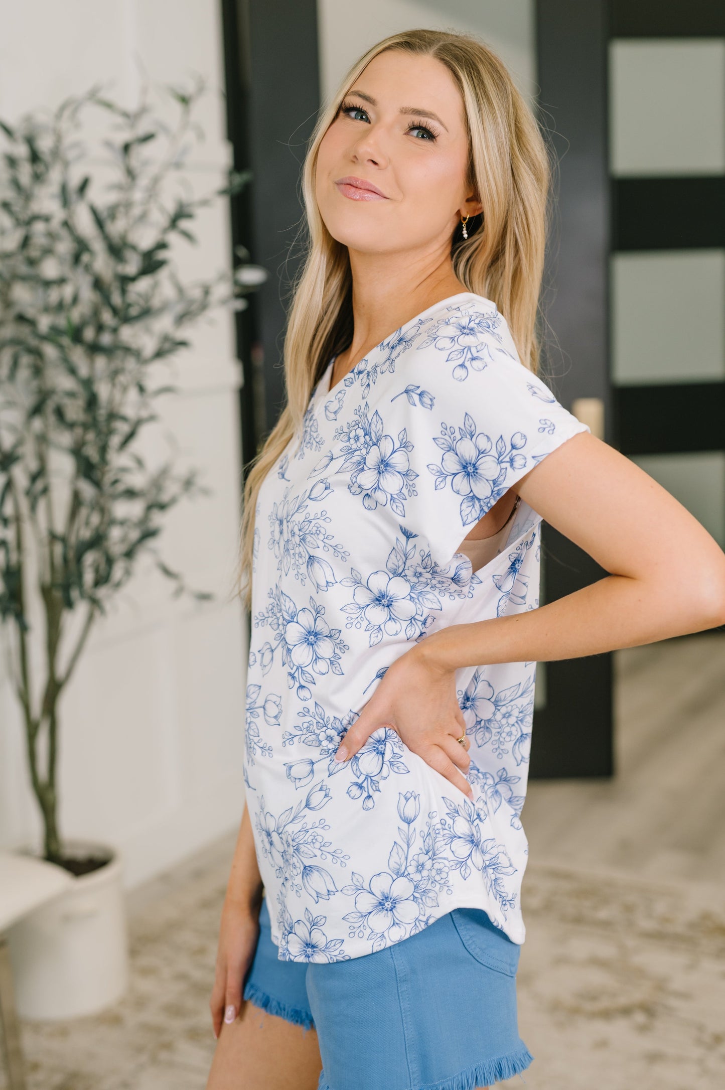 Down Right Delicate V-Neck Floral Top