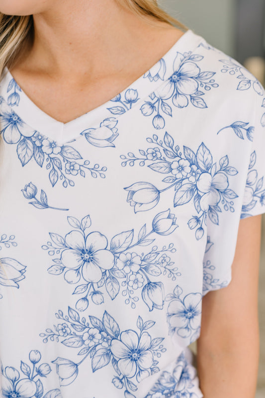 Down Right Delicate V-Neck Floral Top