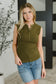 Everyday Edge Knit Henley Tank in Camo Green