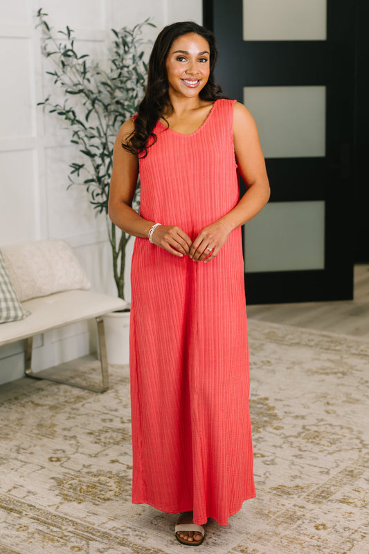 Everything She Wants Sleeveless Maxi Dress in Coral