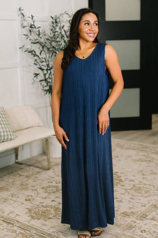 Everything She Wants Sleeveless Maxi Dress in Navy