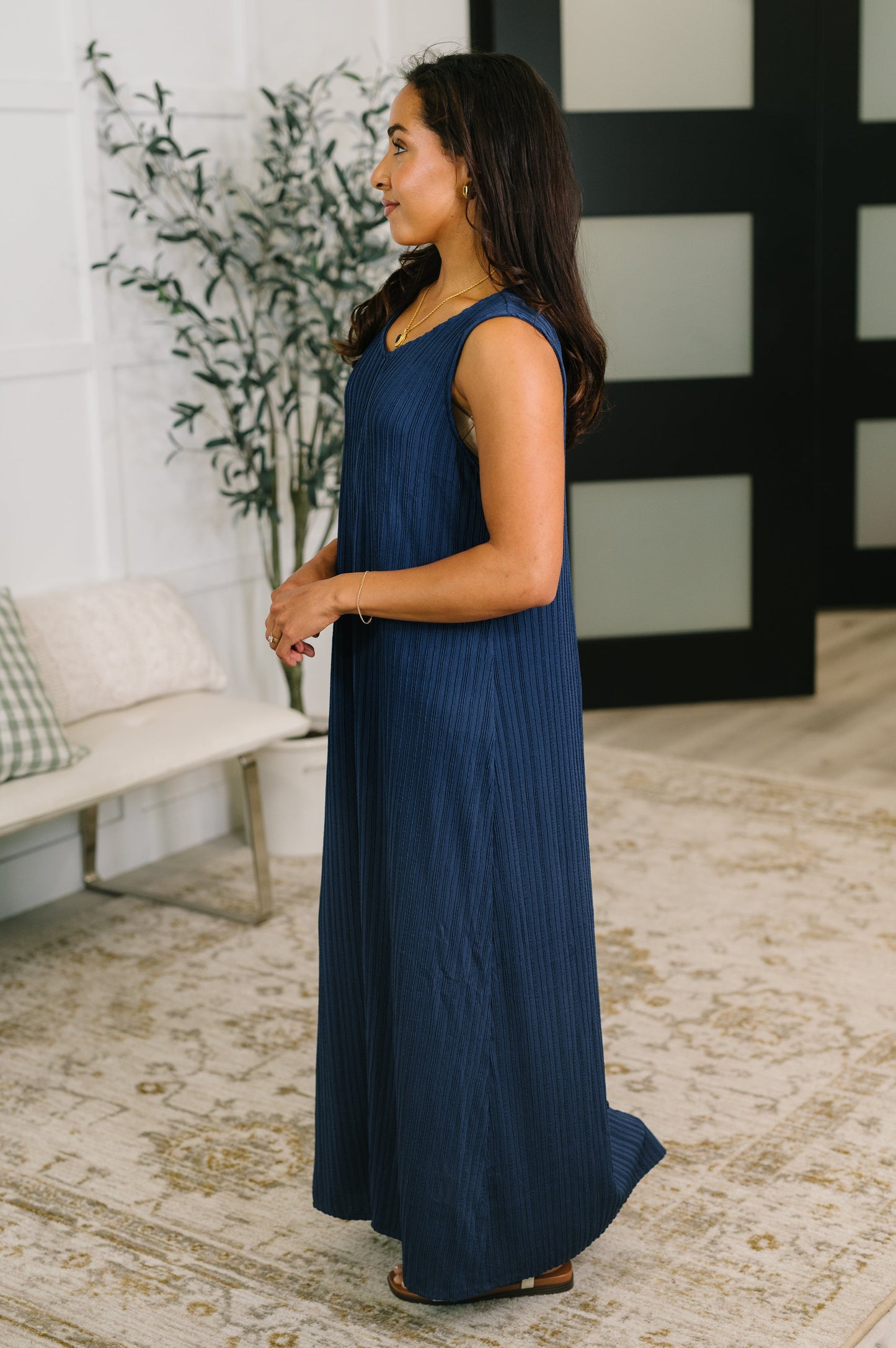 Everything She Wants Sleeveless Maxi Dress in Navy