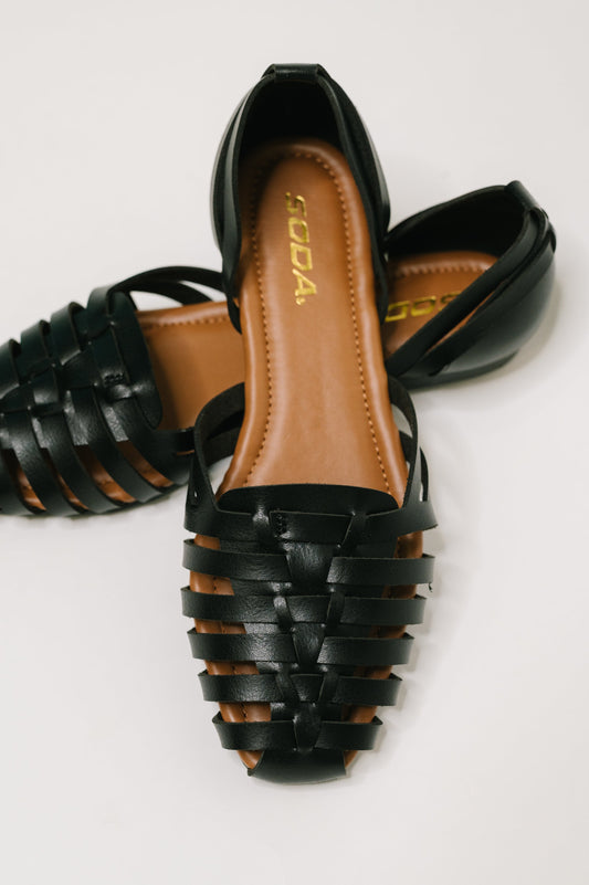 Gulla Woven Slip On Flats in Black