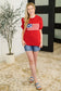 Hand Over Heart Graphic Knit Top in Red