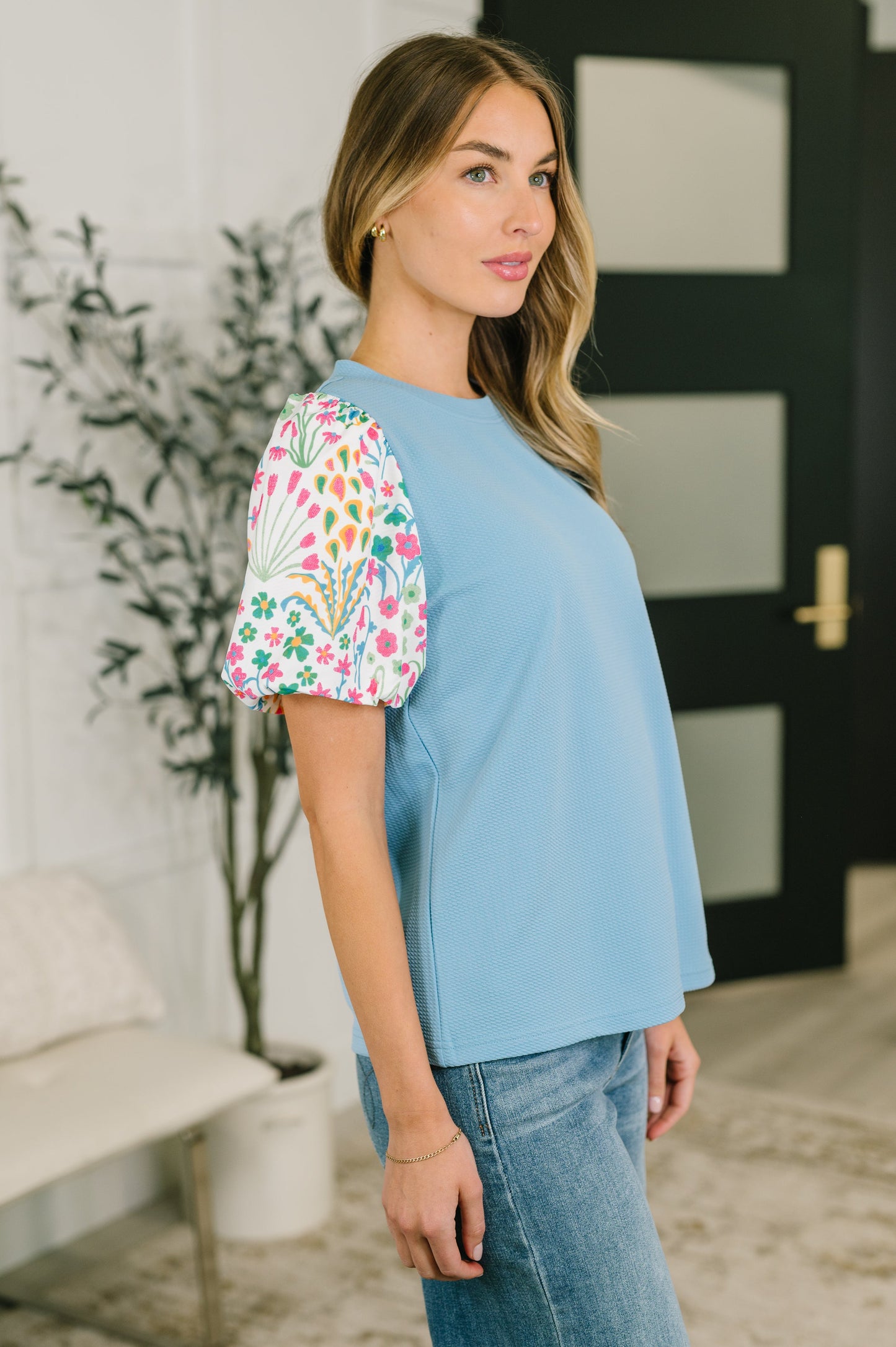 High Expectations Contrast Puff Sleeve Blouse