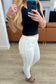 Judy Blue Mid Rise Braided Side Seam Relaxed White Jeans