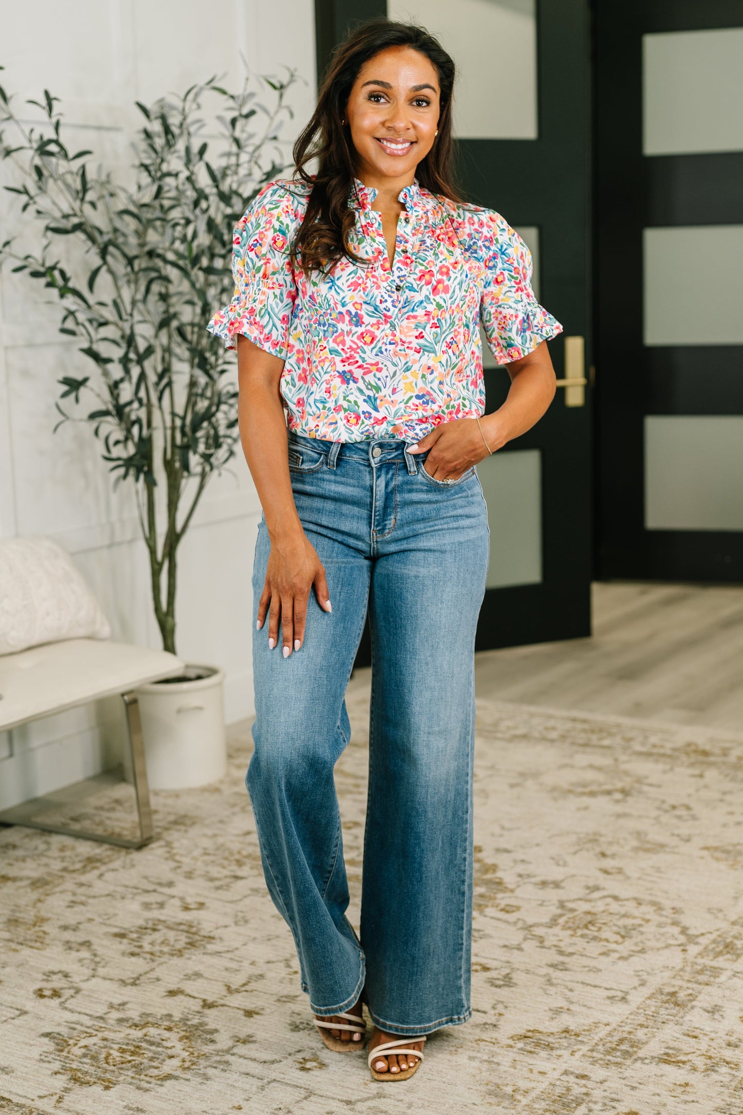 It's Been a Day Split Neck Blouse