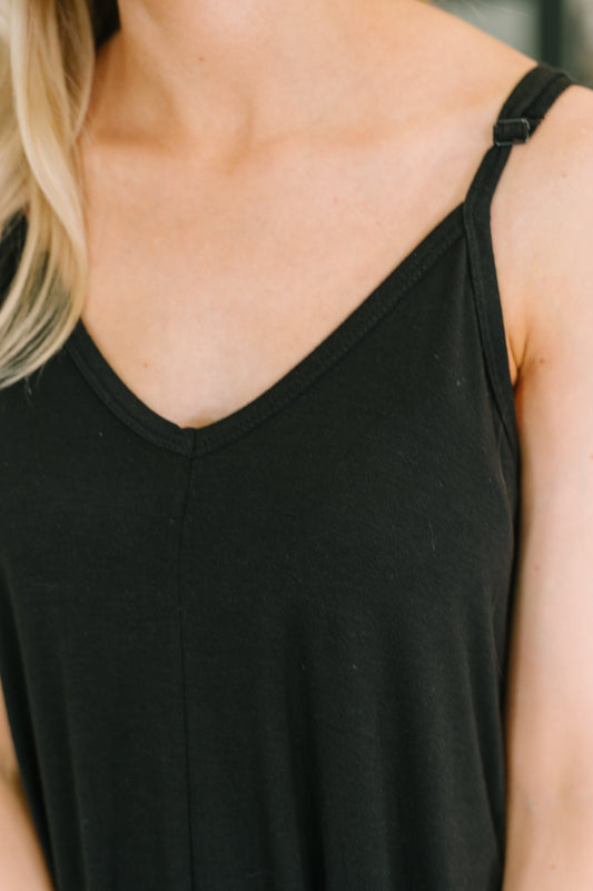 Just Getting Started Spaghetti Strap Maxi Dress in Black