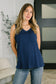 Just Give In Ribbed Knit Tank in Navy