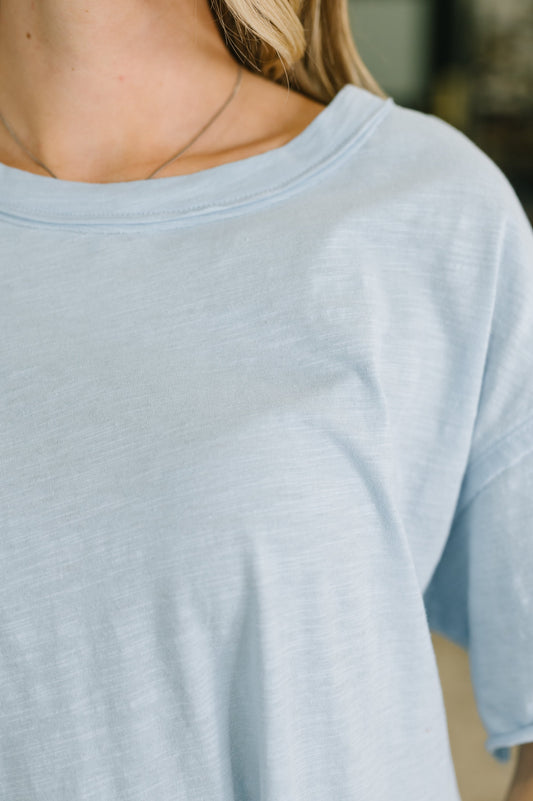 Just Like That Relaxed Heather Tee in Blue