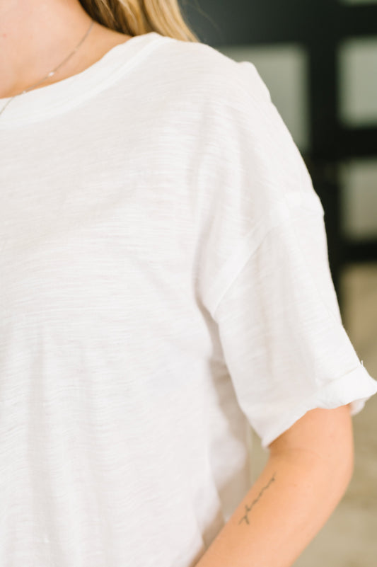 Just Like That Relaxed Heather Tee in Ivory