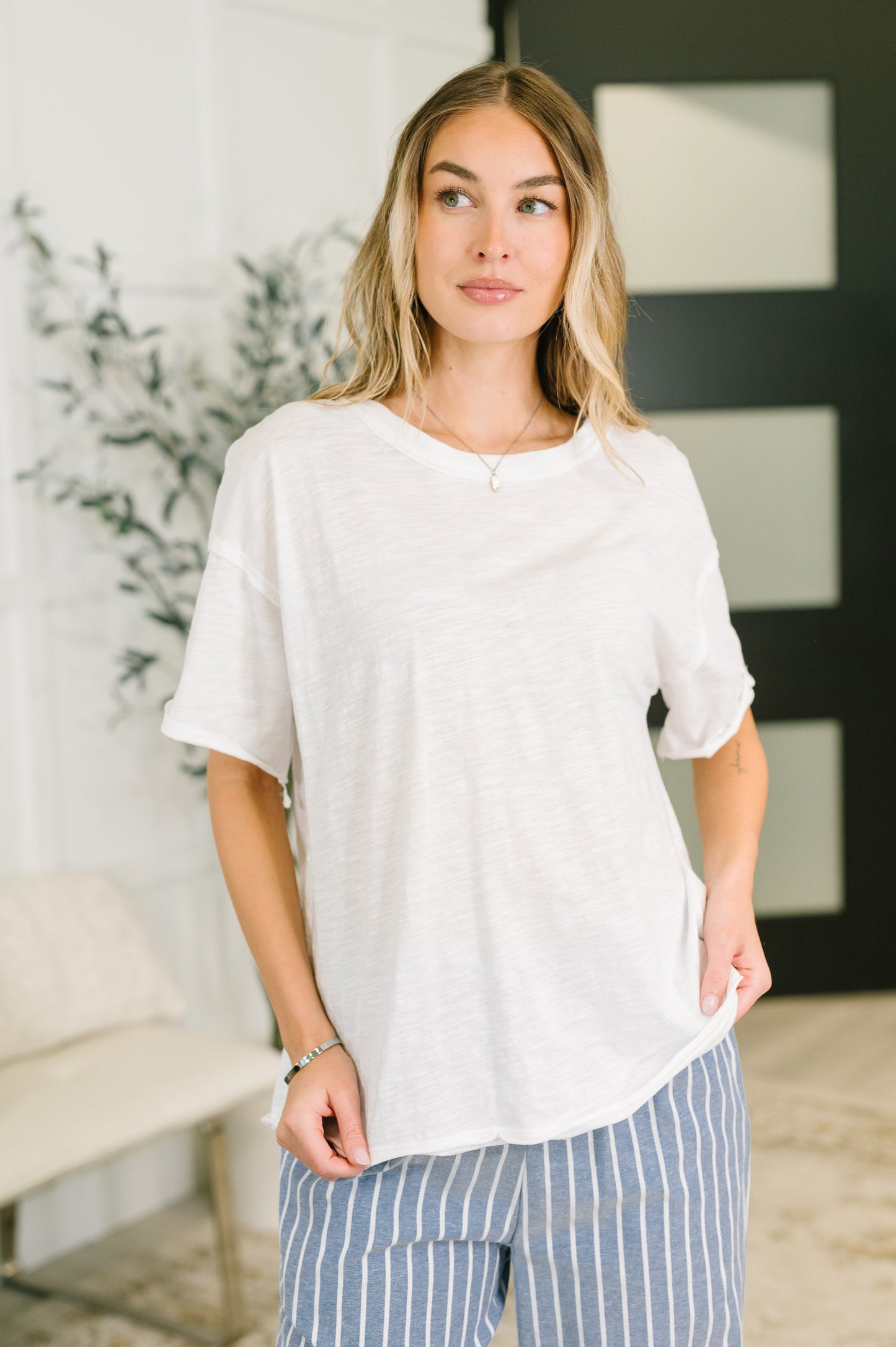 Just Like That Relaxed Heather Tee in Ivory