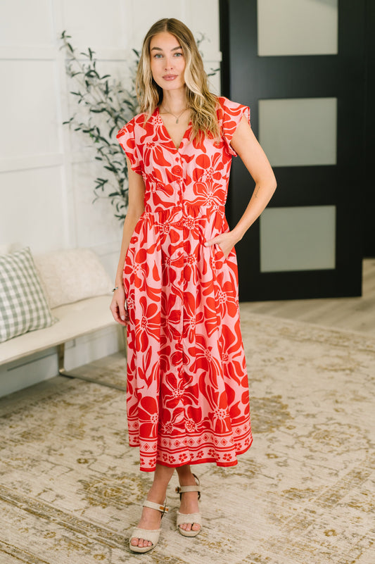 Just Yesterday Front Button Down Dress