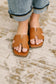 Knit Square Toe Slide on Sandal in Cognac