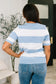 Known for a While Knit Blouse in White and Blue