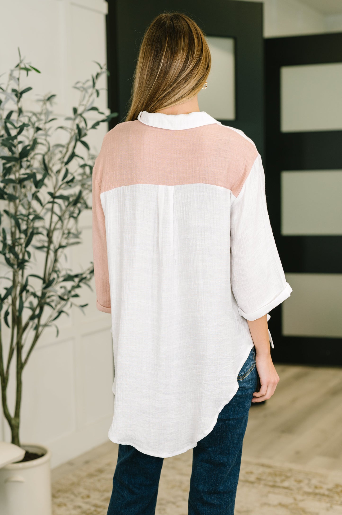 Like You Do Dual Toned Button Down Shirt