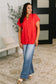 Lizzy Bloom Split Neck Blouse in Red