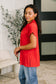 Lizzy Bloom Split Neck Blouse in Red