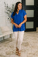 Lizzy Bloom Split Neck Blouse in Royal Blue