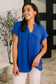 Lizzy Bloom Split Neck Blouse in Royal Blue