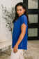 Lizzy Bloom Split Neck Blouse in Royal Blue